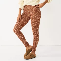 Women's Sonoma Goods For Life® Midrise Leggings -StyleUp Sales Store 2946661 Brown Floral
