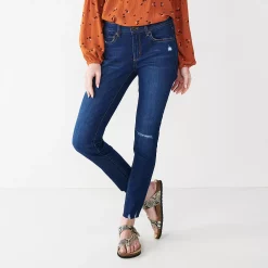 Women's Sonoma Goods For Life® Supersoft Stretch Midrise Skinny Jeans -StyleUp Sales Store 2954787 Wyatt Destructed