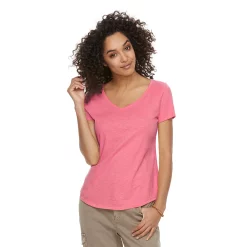 Petite Sonoma Goods For Life® Essential V-Neck Tee -StyleUp Sales Store 3053848 Decal Pink