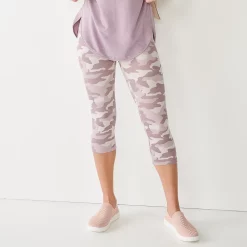 Women's Sonoma Goods For Life® Wide-Waist Capri Leggings 42 Women's Sonoma Goods For Life® Wide-Waist Capri Leggings -StyleUp Sales Store 3584124 Pink Camo