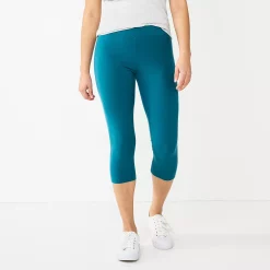 Petite Sonoma Goods For Life® Wide-Waist Capri Leggings -StyleUp Sales Store 3590181 Blue