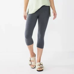 Petite Sonoma Goods For Life® Wide-Waist Capri Leggings -StyleUp Sales Store 3590181 Gray