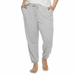 Plus Size Sonoma Goods For Life® Elastic Hem Essential Pajama Pants -StyleUp Sales Store 3671959 Charcoal Heather