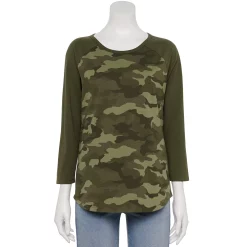 Women's Sonoma Goods For Life® Baseball Tee -StyleUp Sales Store 4008826 Olive Camo