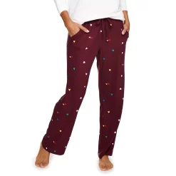 Women's Sonoma Goods For Life® Cozy Pajama Pants -StyleUp Sales Store 4211999 Burgundy Hearts