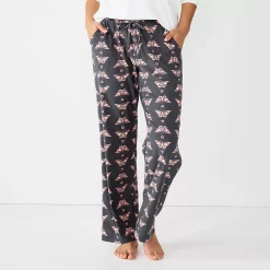 Women's Sonoma Goods For Life® Cozy Pajama Pants -StyleUp Sales Store 4211999 Grey Love Butterfly