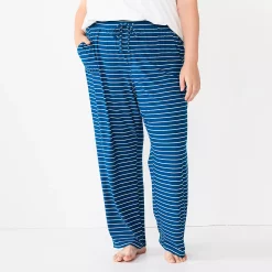 Plus Size Sonoma Goods For Life® Knit Pajama Pants -StyleUp Sales Store 4212360 Blue Snuggle Stripe
