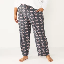 Plus Size Sonoma Goods For Life® Knit Pajama Pants -StyleUp Sales Store 4212360 Grey Love Butterfly