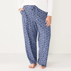 Plus Size Sonoma Goods For Life® Knit Pajama Pants -StyleUp Sales Store 4212360 Navy Quilt