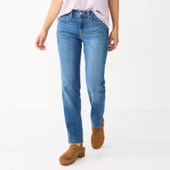 Women's Sonoma Goods For Life® Straight-Leg High-Waisted Curvy Jeans -StyleUp Sales Store 4380113 Medium