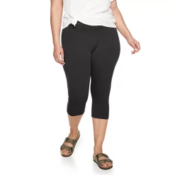 Plus Size Sonoma Goods For Life® Knit Capri Leggings -StyleUp Sales Store 4878367 Black