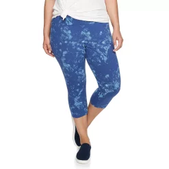 Plus Size Sonoma Goods For Life® Knit Capri Leggings -StyleUp Sales Store 4878367 Blue Dye Effect