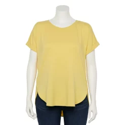 Plus Size Sonoma Goods For Life® Supersoft Short Sleeve Top -StyleUp Sales Store 4886368 Lime
