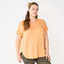 Plus Size Sonoma Goods For Life® Supersoft Short Sleeve Top -StyleUp Sales Store 4886368 Peach