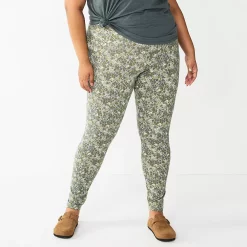 Plus Size Sonoma Goods For Life® Midrise Leggings -StyleUp Sales Store 4966829 Gray Floral