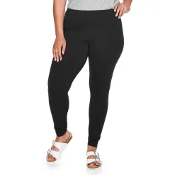 Plus Size Sonoma Goods For Life® Midrise Leggings -StyleUp Sales Store 4966829 Pitch Black