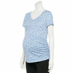 Maternity Sonoma Goods For Life® Essential V-Neck Tee -StyleUp Sales Store 4980526 Blue Ditsy Floral