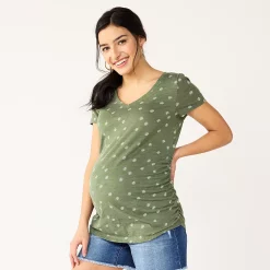 Maternity Sonoma Goods For Life® Essential V-Neck Tee -StyleUp Sales Store 4980526 Olive Daisy