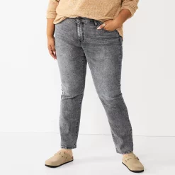 Plus Size Sonoma Goods For Life® Premium Elastic-Waist Midrise Straight-Leg Jeans -StyleUp Sales Store 4988856 Bellam