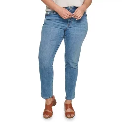 Plus Size Sonoma Goods For Life® Premium Elastic-Waist Midrise Straight-Leg Jeans -StyleUp Sales Store 4988856 Manor