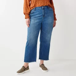 Plus Size Sonoma Goods For Life® Premium High-Waisted Straight-Leg Crop Jeans -StyleUp Sales Store 4990293 Baytree