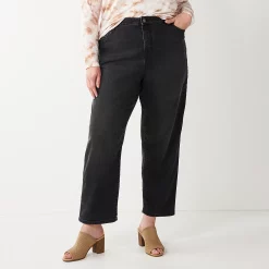 Plus Size Sonoma Goods For Life® Premium High-Waisted Straight-Leg Crop Jeans -StyleUp Sales Store 4990293 Summit