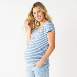Maternity Sonoma Goods For Life® Essential Scoopneck Tee -StyleUp Sales Store 4998304 Blue Stripe
