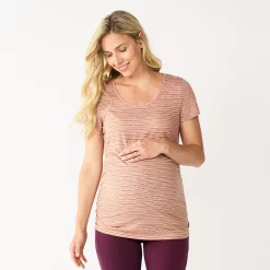 Maternity Sonoma Goods For Life® Essential Scoopneck Tee -StyleUp Sales Store 4998304 Brown Pink Stripe