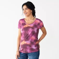 Maternity Sonoma Goods For Life® Essential Scoopneck Tee -StyleUp Sales Store 4998304 Redo Dye Dark Purple