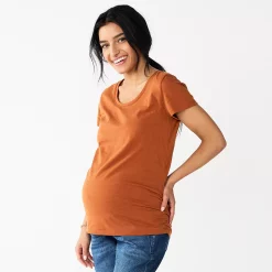 Maternity Sonoma Goods For Life® Essential Scoopneck Tee -StyleUp Sales Store 4998304 Rust