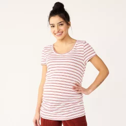 Maternity Sonoma Goods For Life® Essential Scoopneck Tee -StyleUp Sales Store 4998304 Rust Stripe