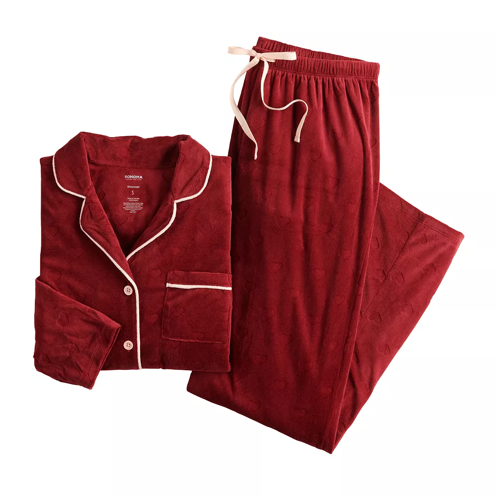 Women's Sonoma Goods For Life® Velour Long Sleeve Pajama Shirt & Pajama Pants Sleep Set 13 Women's Sonoma Goods For Life® Velour Long Sleeve Pajama Shirt & Pajama Pants Sleep Set - Image 11