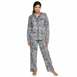 Women's Sonoma Goods For Life® Velour Long Sleeve Pajama Shirt & Pajama Pants Sleep Set 17 Women's Sonoma Goods For Life® Velour Long Sleeve Pajama Shirt & Pajama Pants Sleep Set -StyleUp Sales Store 5033010 Cheetah