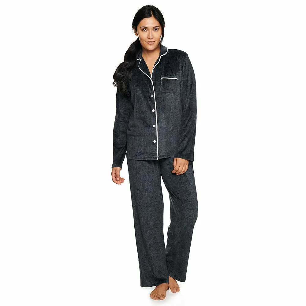 Women's Sonoma Goods For Life® Velour Long Sleeve Pajama Shirt & Pajama Pants Sleep Set 3 Women's Sonoma Goods For Life® Velour Long Sleeve Pajama Shirt & Pajama Pants Sleep Set