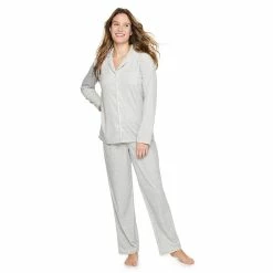 Women's Sonoma Goods For Life® Velour Long Sleeve Pajama Shirt & Pajama Pants Sleep Set 20 Women's Sonoma Goods For Life® Velour Long Sleeve Pajama Shirt & Pajama Pants Sleep Set -StyleUp Sales Store 5033010 Silver Heather
