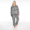 Plus Size Sonoma Goods For Life® Velour Pajama Shirt & Pajama Pants Set -StyleUp Sales Store 5033014 Cheetah