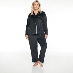 Plus Size Sonoma Goods For Life® Velour Pajama Shirt & Pajama Pants Set -StyleUp Sales Store 5033014 Mediumcharcoal Heather