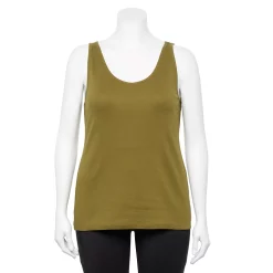 Plus Size Sonoma Goods For Life® Everyday Rib Tank -StyleUp Sales Store 5035582 Odyssey Green
