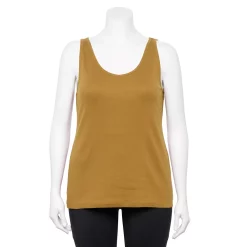 Plus Size Sonoma Goods For Life® Everyday Rib Tank -StyleUp Sales Store 5035582 Warm Ginger