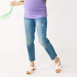 Maternity Sonoma Goods For Life® Over-The-Belly Cropped Straight-Leg Jeans -StyleUp Sales Store 5035940 Medium Wash