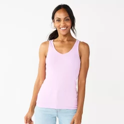 Women's Sonoma Goods For Life® Everyday Ribbed Tank -StyleUp Sales Store 5046234 Bright Purple