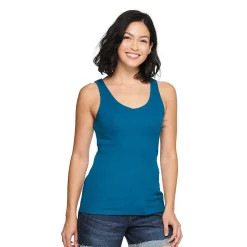 Women's Sonoma Goods For Life® Everyday Ribbed Tank -StyleUp Sales Store 5046234 Deep Teal