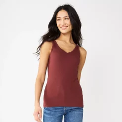 Women's Sonoma Goods For Life® Everyday Ribbed Tank -StyleUp Sales Store 5046234 Maroon