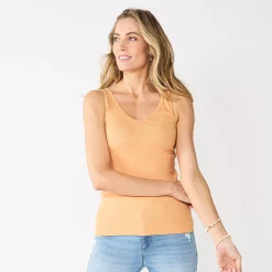 Women's Sonoma Goods For Life® Everyday Ribbed Tank -StyleUp Sales Store 5046234 Peach