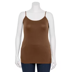 Plus Size Sonoma Goods For Life® Spaghetti Strap Cami -StyleUp Sales Store 5158435 Brookfield Brown