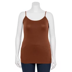 Plus Size Sonoma Goods For Life® Spaghetti Strap Cami -StyleUp Sales Store 5158435 Chocolate
