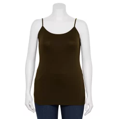 Plus Size Sonoma Goods For Life® Spaghetti Strap Cami -StyleUp Sales Store 5158435 Deep Brown