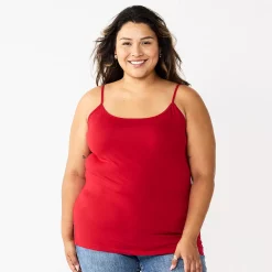 Plus Size Sonoma Goods For Life® Spaghetti Strap Cami -StyleUp Sales Store 5158435 Inviting Red