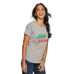 Women's Sonoma Goods For Life® Short Sleeve Holiday Graphic Tee -StyleUp Sales Store 5180762 Feelin Fefstive