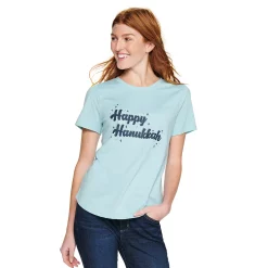 Women's Sonoma Goods For Life® Short Sleeve Holiday Graphic Tee -StyleUp Sales Store 5180762 Happy Hanukkah